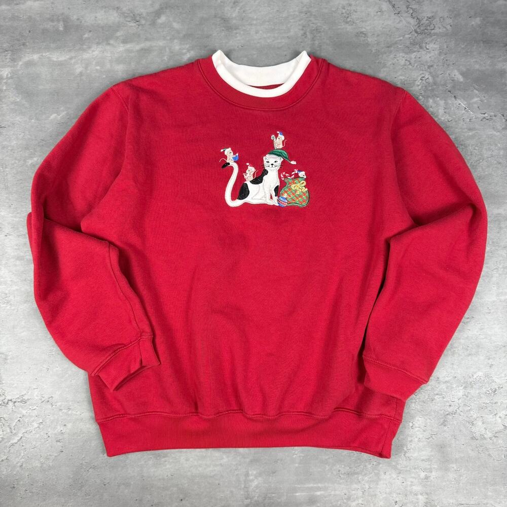 Vintage Christmas Cat Mouse Sweater